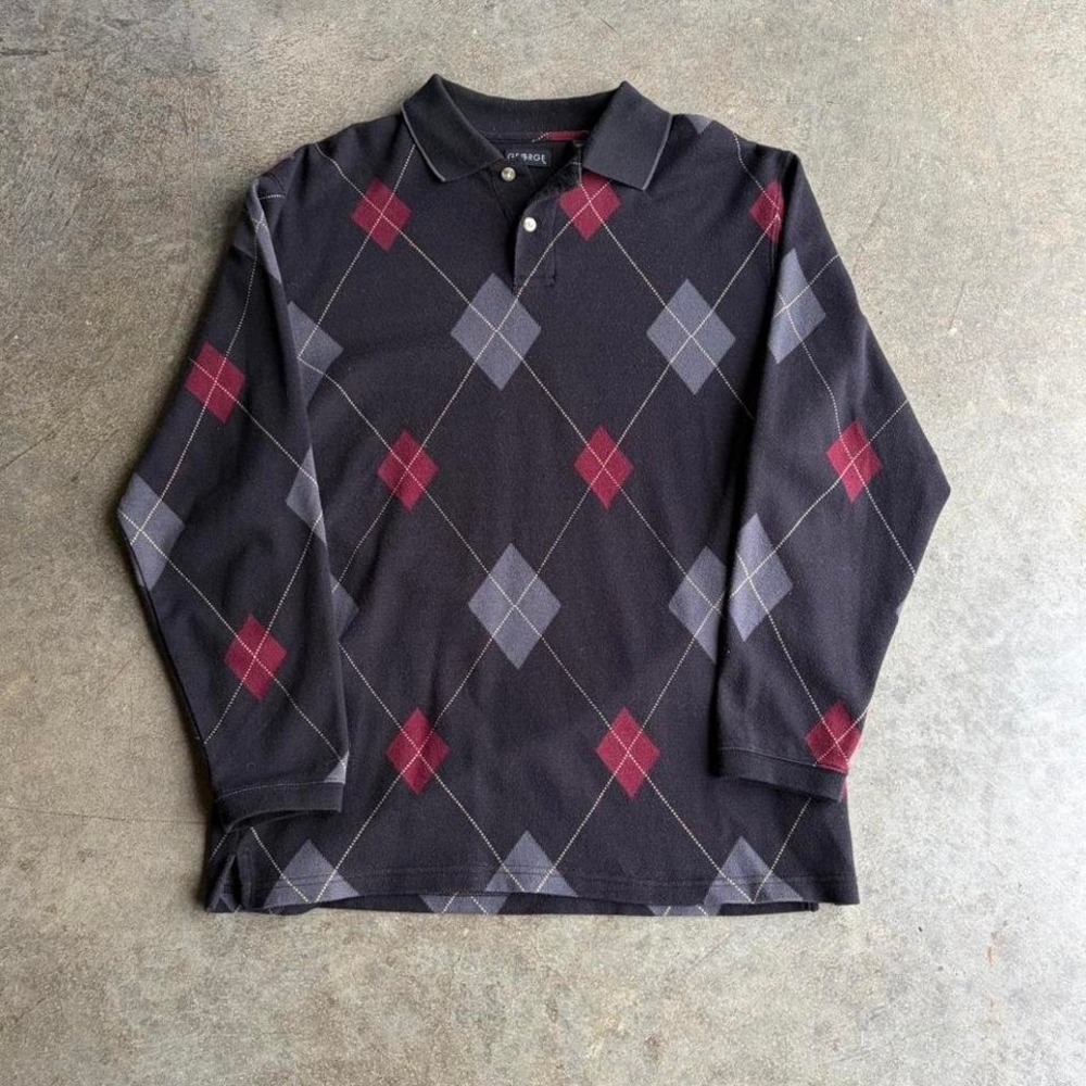 2000s‎ y2k argyle rugby polo